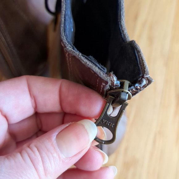 [SOLD] Felmini Soft Pebbled Leather Lace Up Peep Toe Portugal Block Heel Bootie - Picture 6 of 16